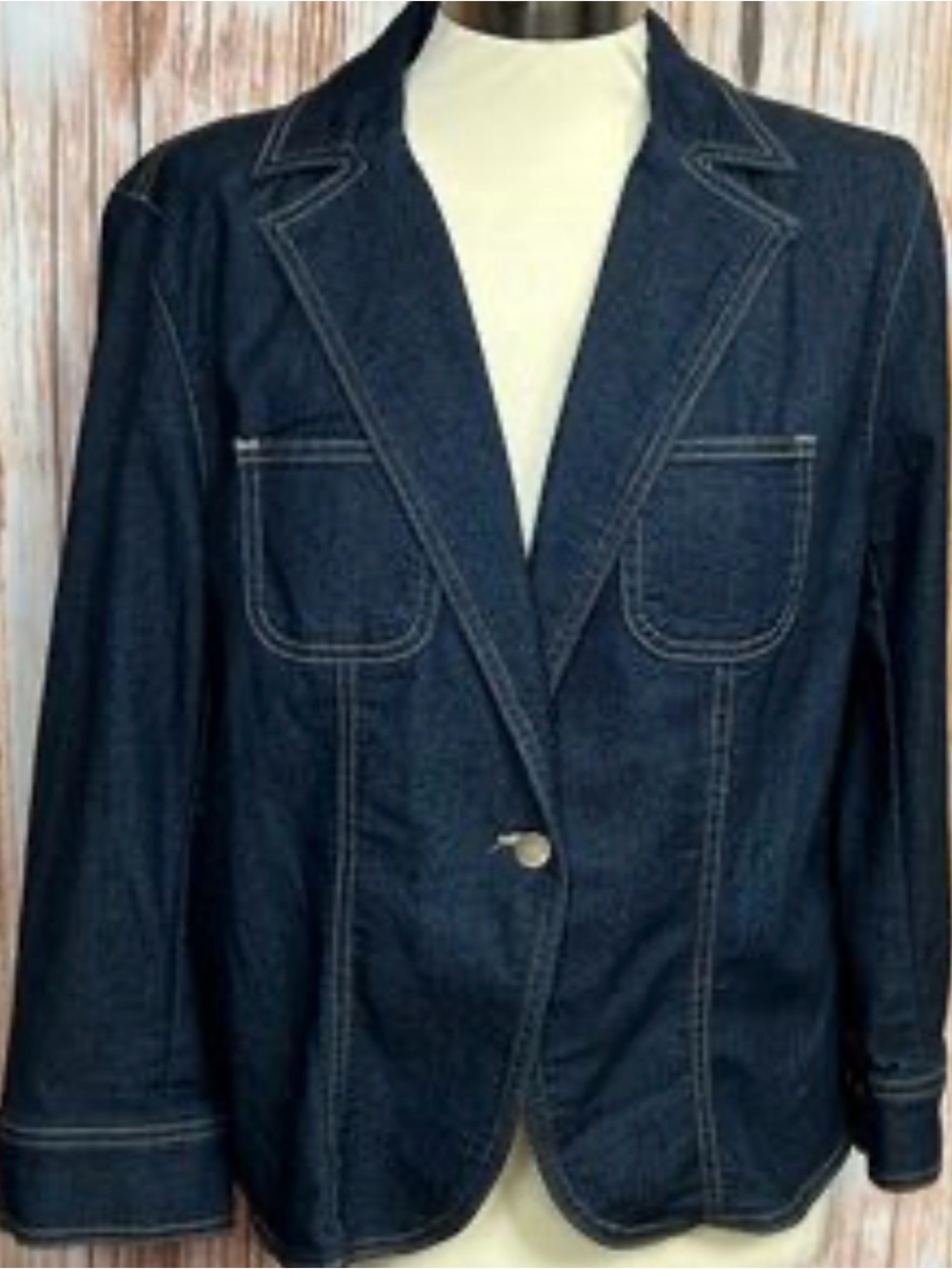 Apostrophe Womens Blue Denim Long Sleeve Jean Jacket Size 12